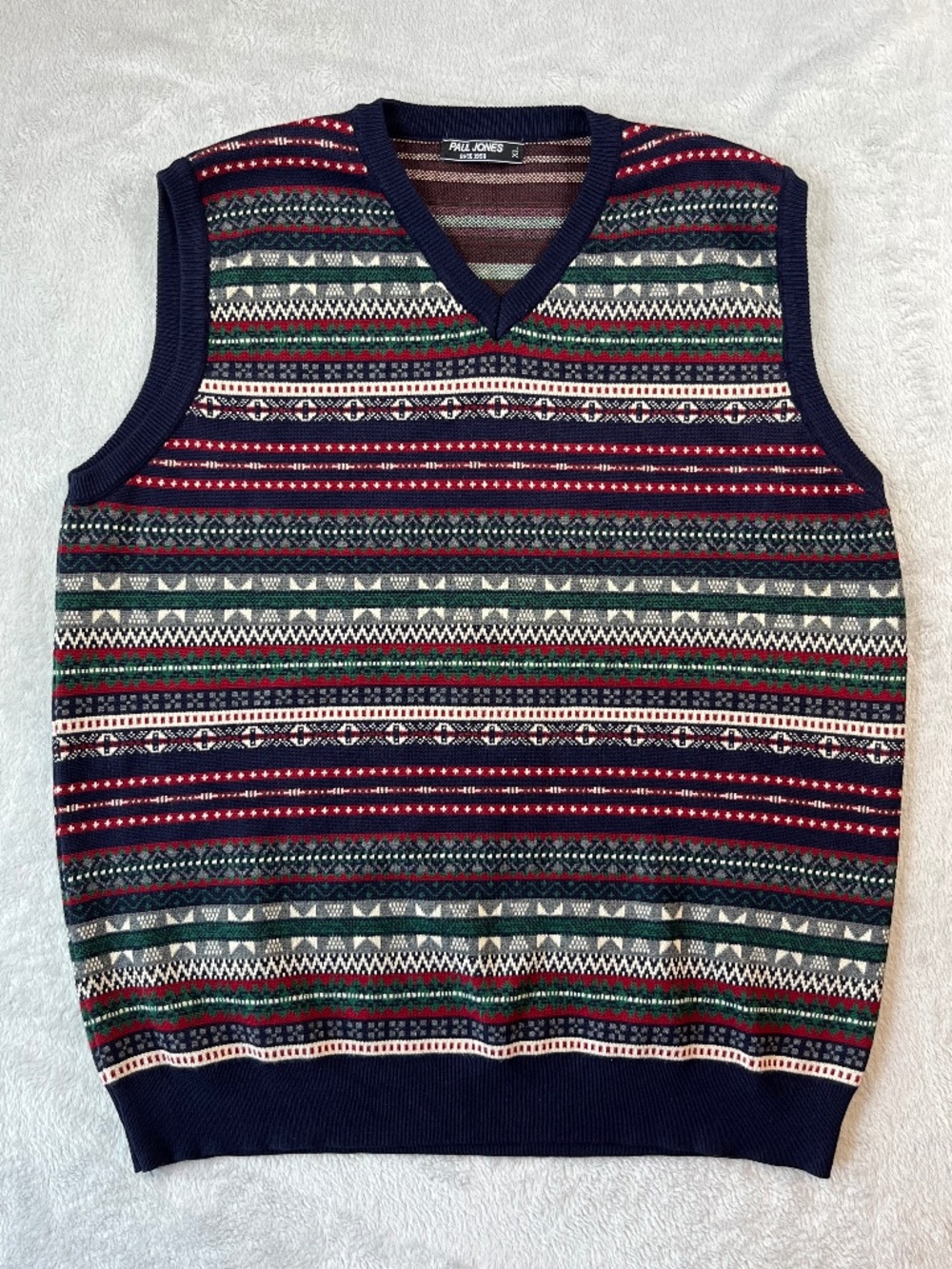 Men's Paul Jones XL V-Neck Classic Sweater Vest EUC Grandpa Retro Preppy